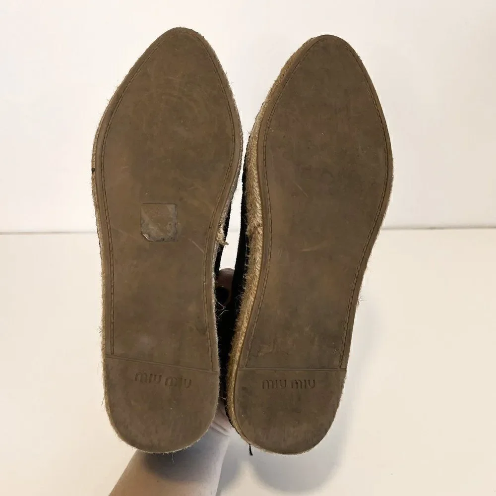 Miu Miu Blue Suede Lace Up Espadrille Platform Creeper Sneakers - Picture 6 of 9